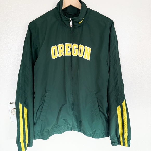 Nike Other - Nike Oregon Ducks Full Zip Track Jacket Green Yellow Vintage NCAA
